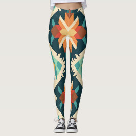 Retro Diamond Ikat patroon Leggings