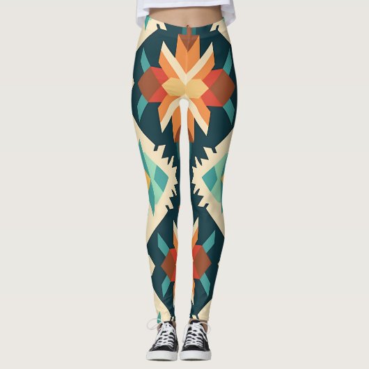 Retro Diamond Ikat patroon Leggings (Voorkant)