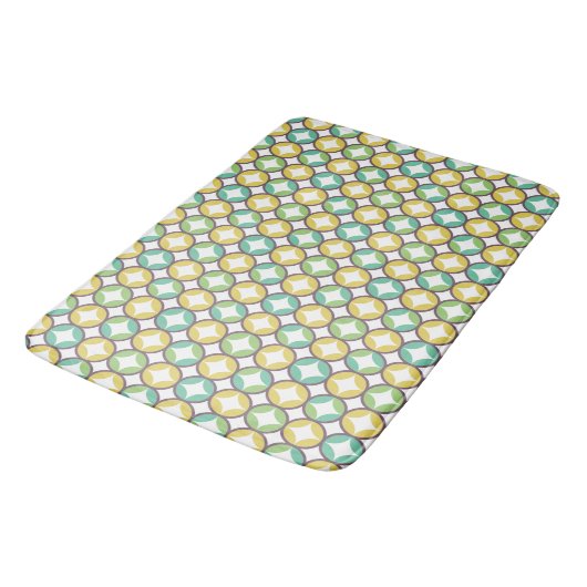Retro Diamond in Circle Pattern Blue Green Gold Badmat (Gekanteld)