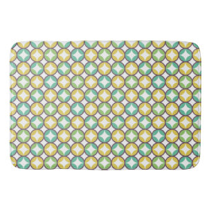Retro Diamond in Circle Pattern Blue Green Gold Badmat