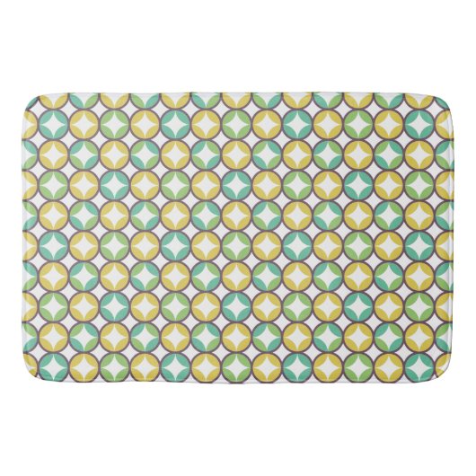 Retro Diamond in Circle Pattern Blue Green Gold Badmat (Voorkant)