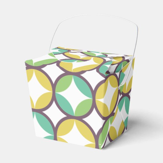 Retro Diamond in Circle Pattern Blue Green Gold Bedankdoosjes (Voorkant Zijde)