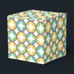 Retro Diamond in Circle Pattern Blue Green Gold Bedankdoosjes<br><div class="desc">Geweldig retro patroon voor een 60s of 70s partijthema of decor.</div>