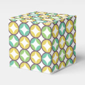 Retro Diamond in Circle Pattern Blue Green Gold Bedankdoosjes (Voorkant Zijde)