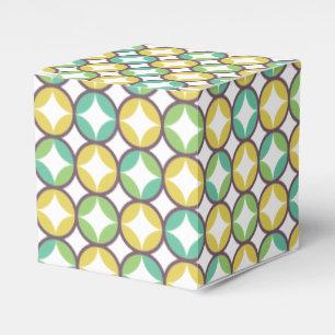 Retro Diamond in Circle Pattern Blue Green Gold Bedankdoosjes