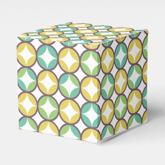 Retro Diamond in Circle Pattern Blue Green Gold Bedankdoosjes (Voorkant Zijde)
