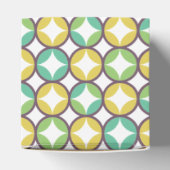 Retro Diamond in Circle Pattern Blue Green Gold Bedankdoosjes (Bovenkant)