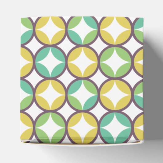 Retro Diamond in Circle Pattern Blue Green Gold Bedankdoosjes (Bovenkant)