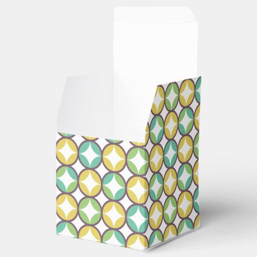 Retro Diamond in Circle Pattern Blue Green Gold Bedankdoosjes (Geopend)
