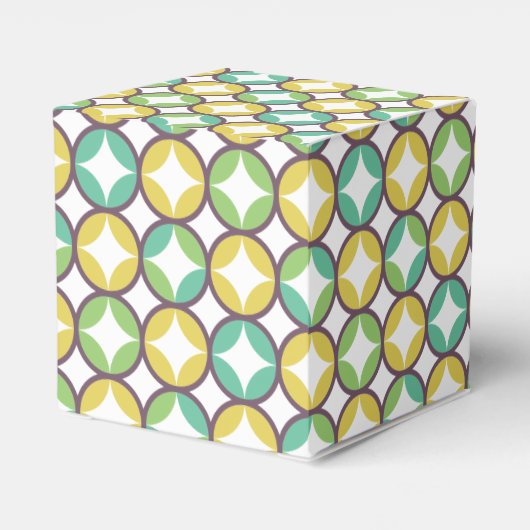 Retro Diamond in Circle Pattern Blue Green Gold Bedankdoosjes (Achterkant)