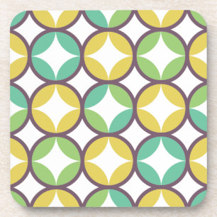 Retro Diamond in Circle Pattern Blue Green Gold Bier Onderzetter