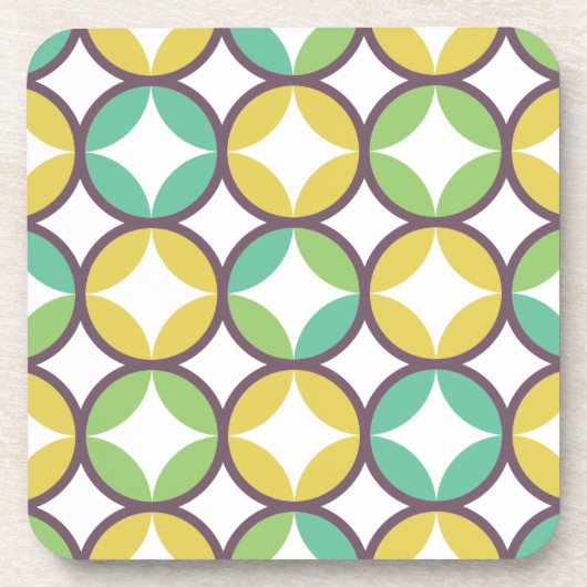 Retro Diamond in Circle Pattern Blue Green Gold Bier Onderzetter (Voorkant)