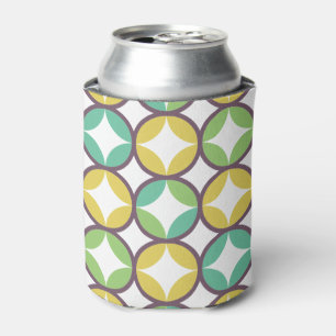 Retro Diamond in Circle Pattern Blue Green Gold Blikjeskoeler