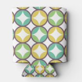 Retro Diamond in Circle Pattern Blue Green Gold Blikjeskoeler (Achterkant)