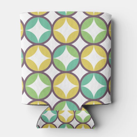 Retro Diamond in Circle Pattern Blue Green Gold Blikjeskoeler (Achterkant)