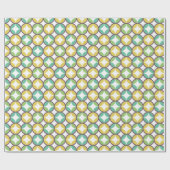 Retro Diamond in Circle Pattern Blue Green Gold Cadeaupapier (Vlak)
