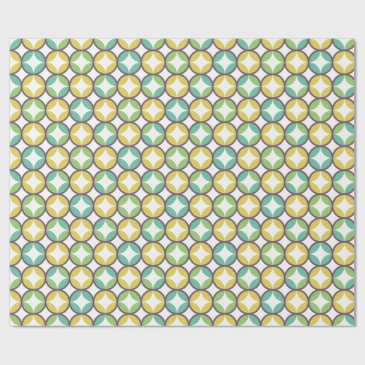 Retro Diamond in Circle Pattern Blue Green Gold Cadeaupapier (Vlak)