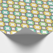 Retro Diamond in Circle Pattern Blue Green Gold Cadeaupapier (Hoek)