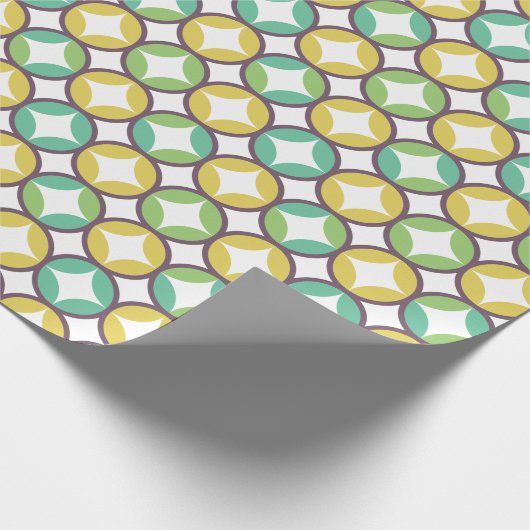 Retro Diamond in Circle Pattern Blue Green Gold Cadeaupapier (Hoek)