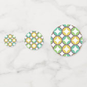 Retro Diamond in Circle Pattern Blue Green Gold Confetti (Voorkanten)