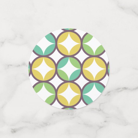Retro Diamond in Circle Pattern Blue Green Gold Confetti (Kleine voorkant)