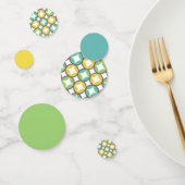 Retro Diamond in Circle Pattern Blue Green Gold Confetti (Groep)