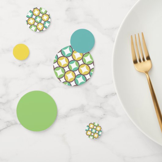 Retro Diamond in Circle Pattern Blue Green Gold Confetti (Groep)