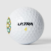 Retro Diamond in Circle Pattern Blue Green Gold Golfballen (Logo)