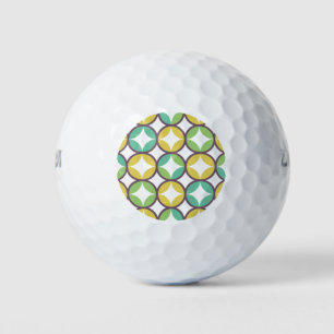 Retro Diamond in Circle Pattern Blue Green Gold Golfballen