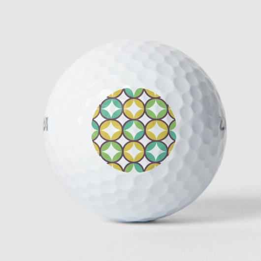 Retro Diamond in Circle Pattern Blue Green Gold Golfballen (Voorkant)
