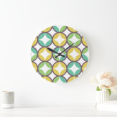 Retro Diamond in Circle Pattern Blue Green Gold Grote Klok (Huis)