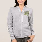Retro Diamond in Circle Pattern Blue Green Gold Hoodie (Voorkant)