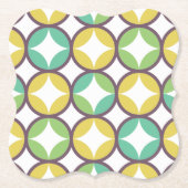Retro Diamond in Circle Pattern Blue Green Gold Kartonnen Onderzetters (Voorkant)
