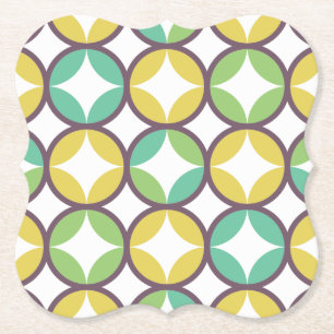 Retro Diamond in Circle Pattern Blue Green Gold Kartonnen Onderzetters
