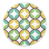 Retro Diamond in Circle Pattern Blue Green Gold Keramische Knop (Voorkant)