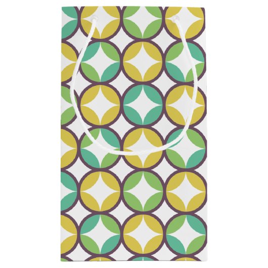 Retro Diamond in Circle Pattern Blue Green Gold Klein Cadeauzakje (Achterkant)