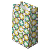 Retro Diamond in Circle Pattern Blue Green Gold Klein Cadeauzakje (Achterkant Gekanteld)