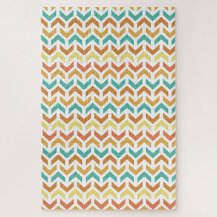 Retro Diamond in Circle Pattern Blue Green Gold Legpuzzel