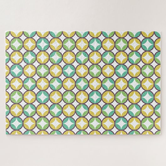 Retro Diamond in Circle Pattern Blue Green Gold Legpuzzel (Horizontaal)