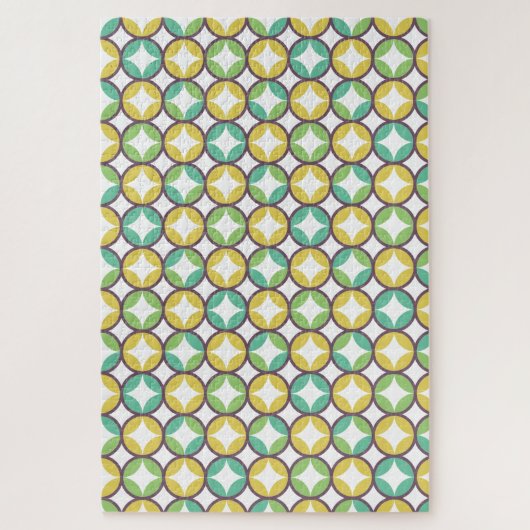 Retro Diamond in Circle Pattern Blue Green Gold Legpuzzel (Verticaal)