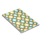 Retro Diamond in Circle Pattern Blue Green Gold Notitieboek (Rechterzijde)