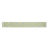 Retro Diamond in Circle Pattern Blue Green Gold Satijnen Lint (Voorkant)