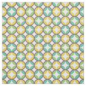 Retro Diamond in Circle Pattern Blue Green Gold Stof (Swatch)