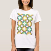 Retro Diamond in Circle Pattern Blue Green Gold T-shirt (Voorkant)