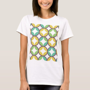 Retro Diamond in Circle Pattern Blue Green Gold T-shirt