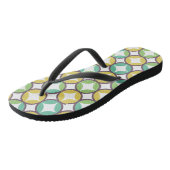 Retro Diamond in Circle Pattern Blue Green Gold Teenslippers (Schuin)