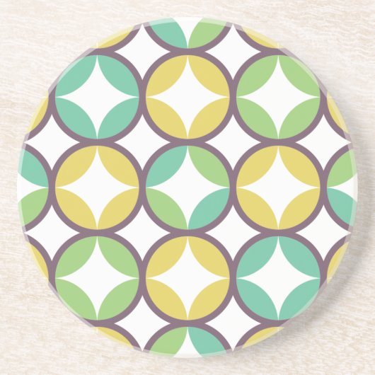 Retro Diamond in Circle Pattern Blue Green Gold Zandsteen Onderzetter (Voorkant)