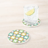 Retro Diamond in Circle Pattern Blue Green Gold Zandsteen Onderzetter (Zijkant)