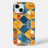 Retro Diamond Mozaïek Telefoonhoes in Blauw en Sin Case-Mate iPhone Case (Achterkant)