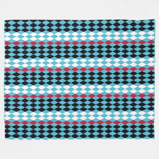 Retro Diamond rood, wit, zwart, middelmatig Fleece Deken (Voorkant (Horizontaal))